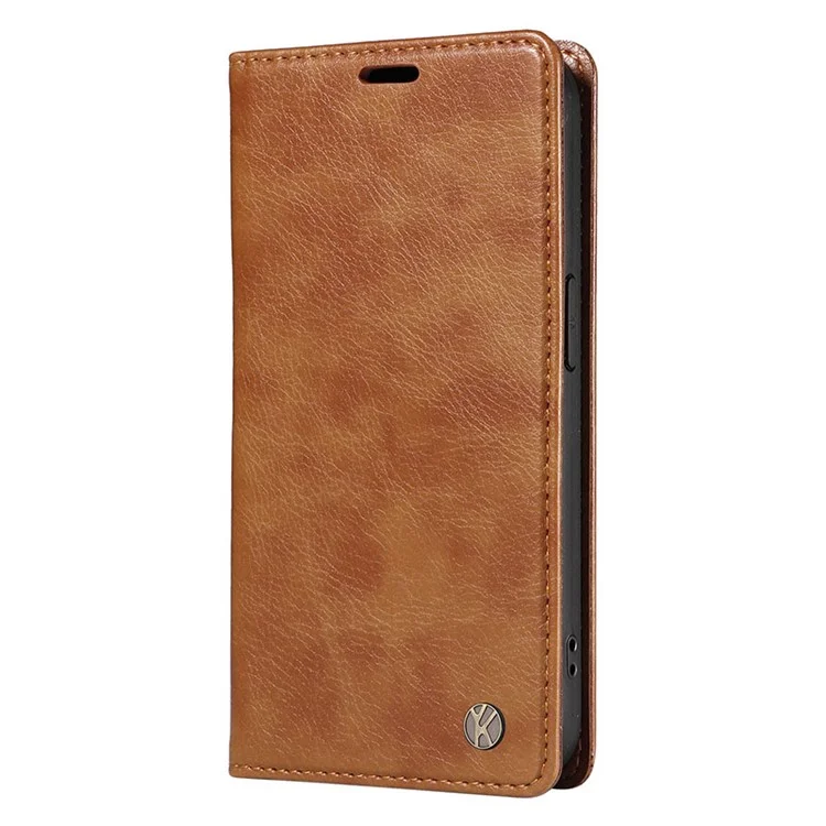 YIKATU YK-006 Para Xiaomi 13T / 13T Pro / Redmi K60 Ultra Funda de Piel de Imitación con Textura de Lichí, Funda de Cartera - Marrón