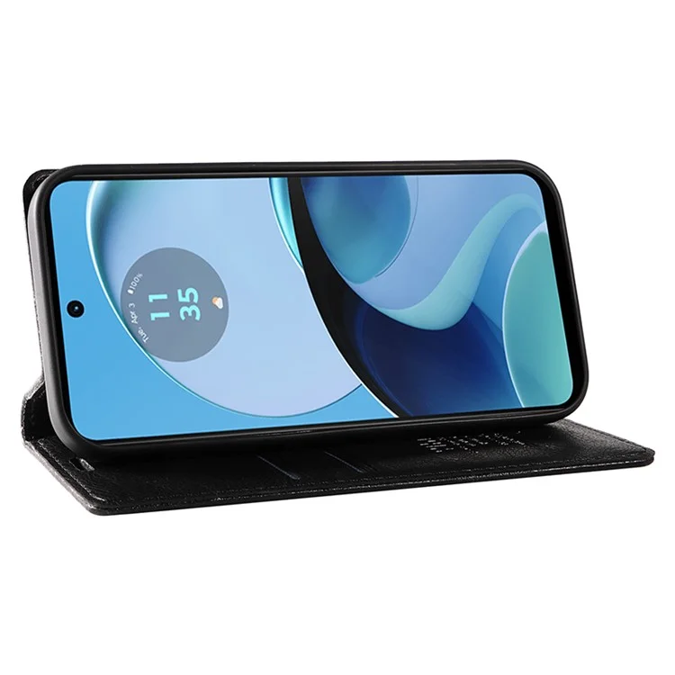 YIKATU YK-006 For Motorola Moto G14 4G Case Folding Stand PU Leather Wallet Cover - Black