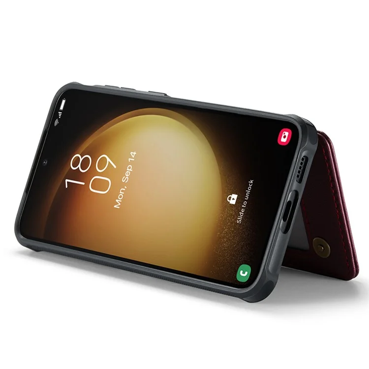 CASEME C22 Serie für Samsung Galaxy S23+ Hülle Litchi Textur Ständer RFID-Blockierung Handyhülle - Rot