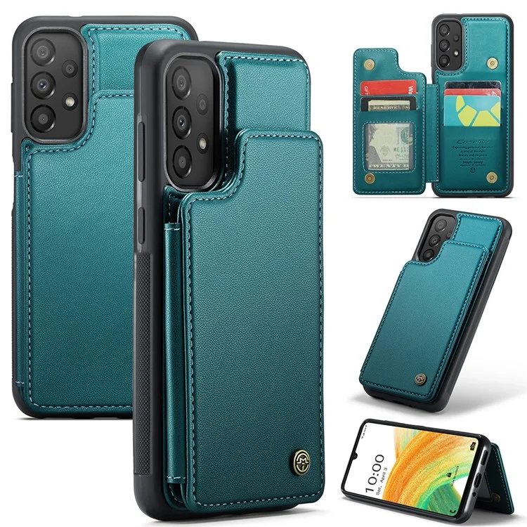 CASEME C22 Série Pour Samsung Galaxy A33 5G Étui Texture Litchi Housse de Protection avec Emplacements Carte - Vert