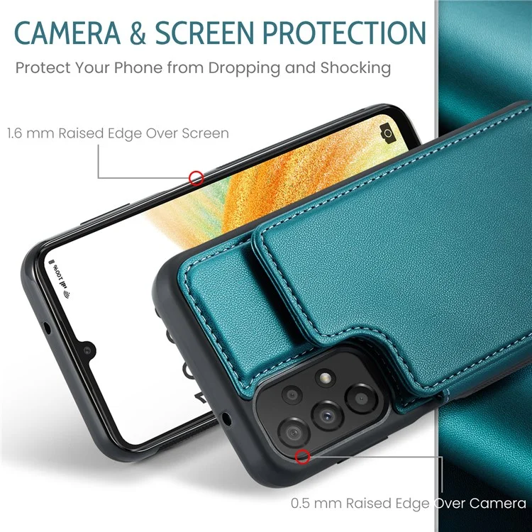 CASEME C22 Série Pour Samsung Galaxy A33 5G Étui Texture Litchi Housse de Protection avec Emplacements Carte - Vert