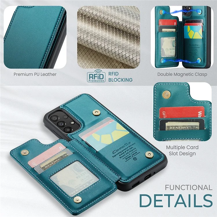 CASEME C22 Série Pour Samsung Galaxy A33 5G Étui Texture Litchi Housse de Protection avec Emplacements Carte - Vert