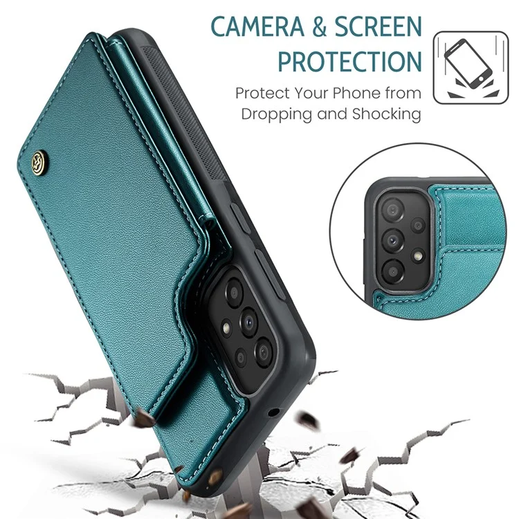 CASEME C22 Série Pour Samsung Galaxy A33 5G Étui Texture Litchi Housse de Protection avec Emplacements Carte - Vert