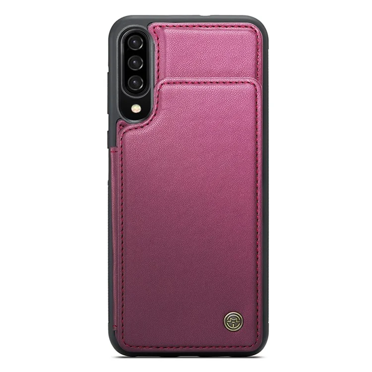 For Samsung Galaxy A50 Phone Case CASEME C22 Leather Back Cover with RFID Blocking Card Slots - Red