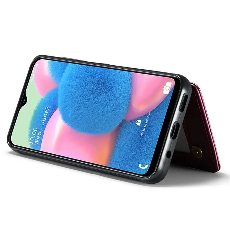 For Samsung Galaxy A50 Phone Case CASEME C22 Leather Back Cover with RFID Blocking Card Slots - Red