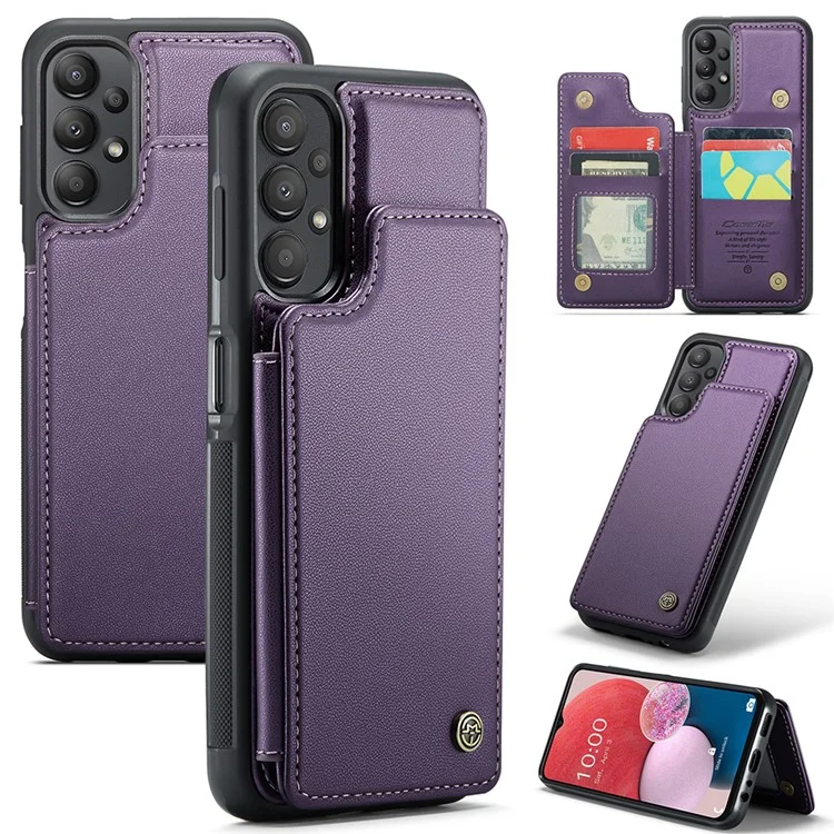 Étui CASEME C22 Series pour Samsung Galaxy A13 4G Coque brillante avec blocage RFID et porte-carte - Violet