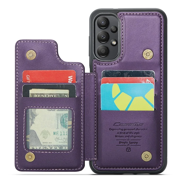 Étui CASEME C22 Series pour Samsung Galaxy A13 4G Coque brillante avec blocage RFID et porte-carte - Violet