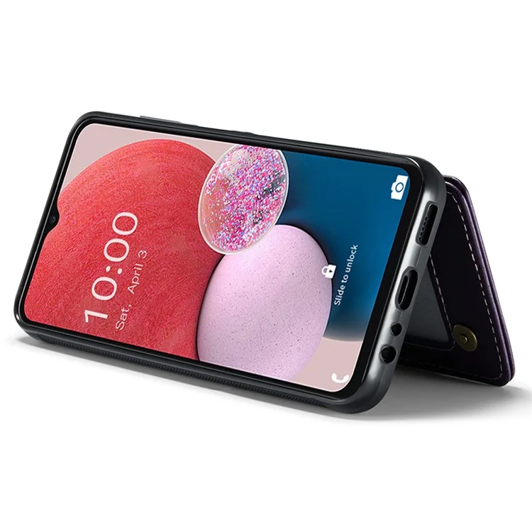 Étui CASEME C22 Series pour Samsung Galaxy A13 4G Coque brillante avec blocage RFID et porte-carte - Violet