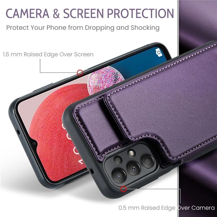 Étui CASEME C22 Series pour Samsung Galaxy A13 4G Coque brillante avec blocage RFID et porte-carte - Violet