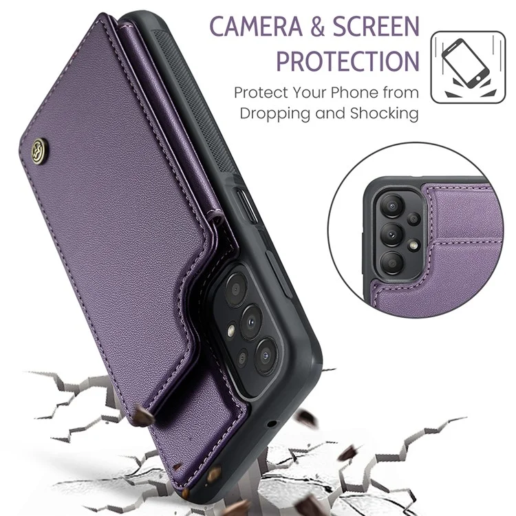 Étui CASEME C22 Series pour Samsung Galaxy A13 4G Coque brillante avec blocage RFID et porte-carte - Violet