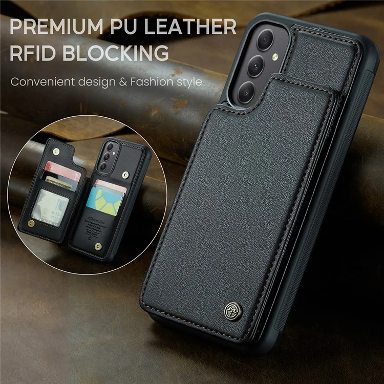 CASEME C22 Series Pour Étui Samsung Galaxy A34 5G Glossy Cuir avec Protection RFID - Noir
