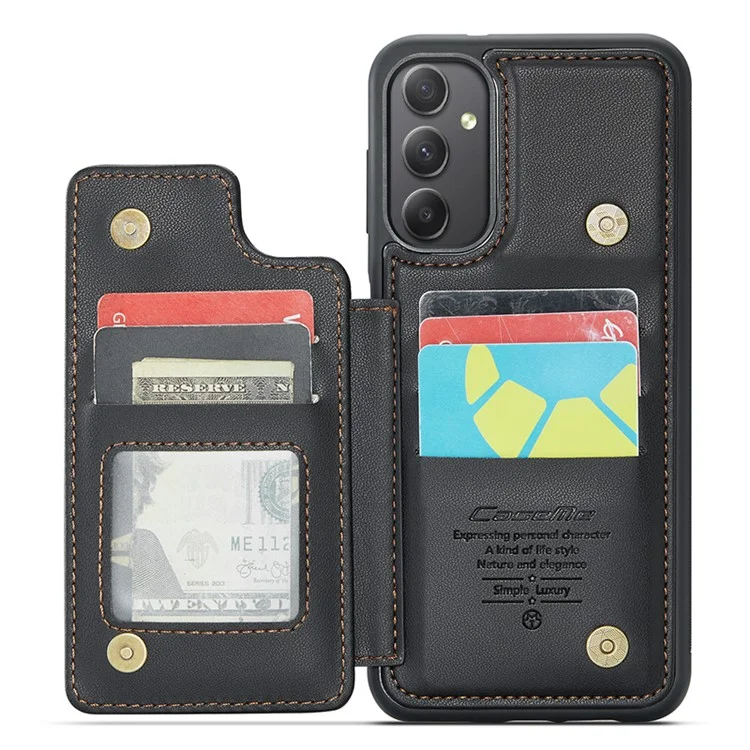 CASEME C22 Series Pour Étui Samsung Galaxy A34 5G Glossy Cuir avec Protection RFID - Noir