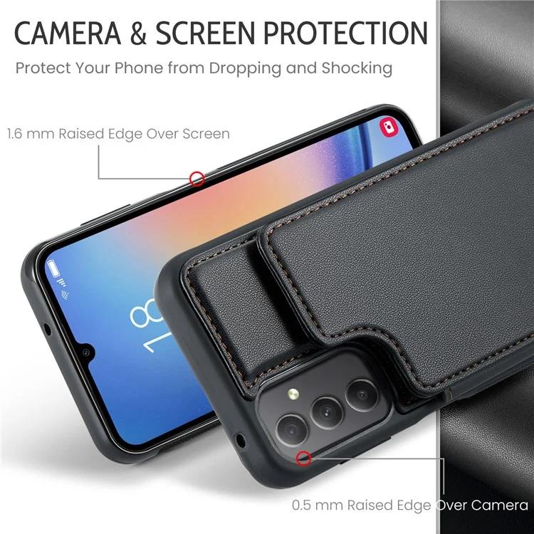 CASEME C22 Series Pour Étui Samsung Galaxy A34 5G Glossy Cuir avec Protection RFID - Noir