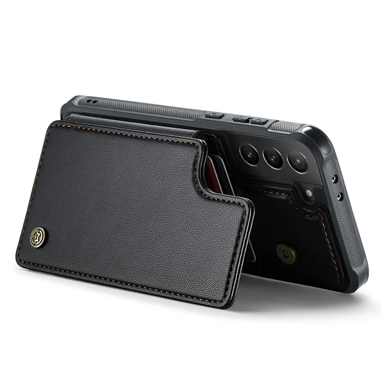 CASEME C22 Series For Samsung Galaxy S21+ 5G Case 5 Card Slots RFID Blocking Kickstand Phone Cover - Чёрный