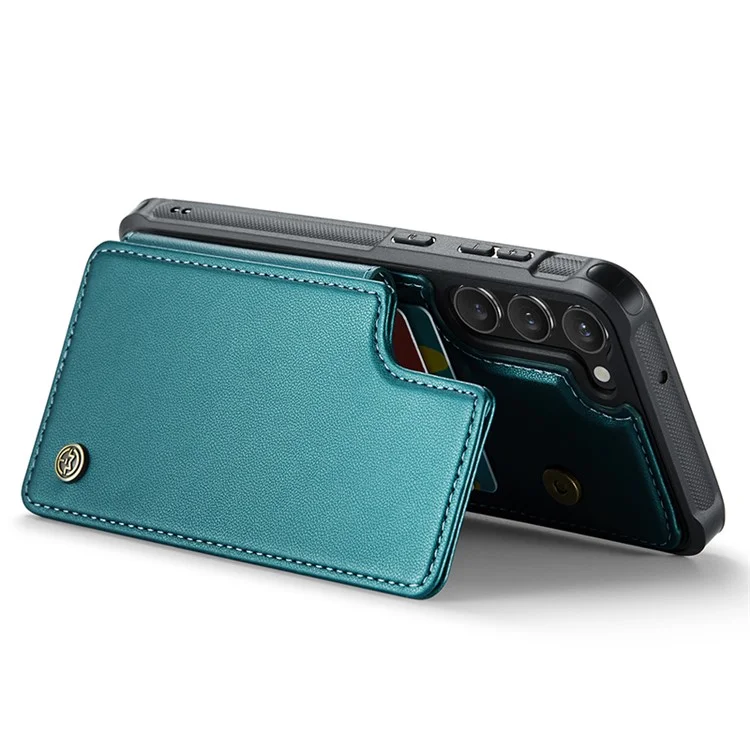 CASEME C22 Serie für Samsung Galaxy S23 Hülle Litchi Textur Kartenfach Telefonständer Abdeckung - Grün