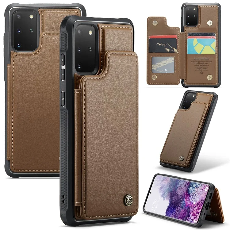 CASEME C22 Series per Samsung Galaxy S20 Plus 4G / 5G Case 5 Slot per Schede Telefono con Supporto - Marrone