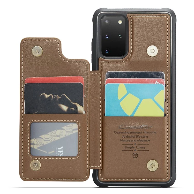 CASEME C22 Series per Samsung Galaxy S20 Plus 4G / 5G Case 5 Slot per Schede Telefono con Supporto - Marrone