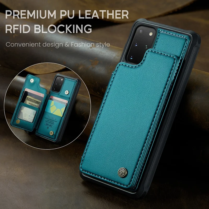 CASEME C22 Series para Samsung Galaxy S20 Plus 4G / 5G Capa 5 Slots de Cartão Suporte de Telefone - Verde