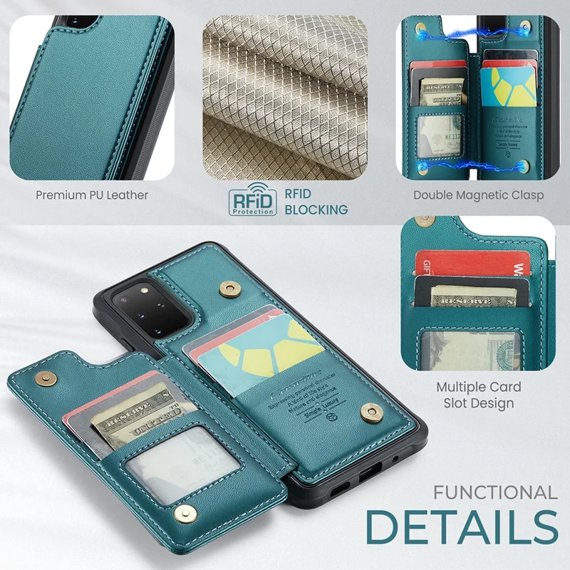 CASEME C22 Series para Samsung Galaxy S20 Plus 4G / 5G Capa 5 Slots de Cartão Suporte de Telefone - Verde