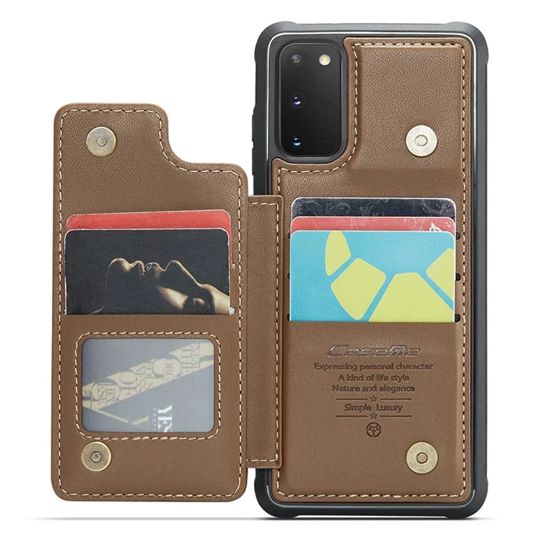 For Samsung Galaxy S20 FE / FE 5G / S20 Lite / S20 FE 2022 Phone Case CASEME C22 Leather Back Cover with RFID Blocking Card Slots - Brown