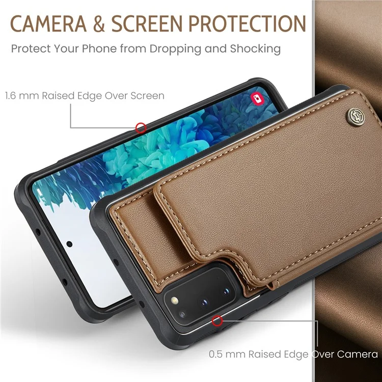 For Samsung Galaxy S20 FE / FE 5G / S20 Lite / S20 FE 2022 Phone Case CASEME C22 Leather Back Cover with RFID Blocking Card Slots - Brown
