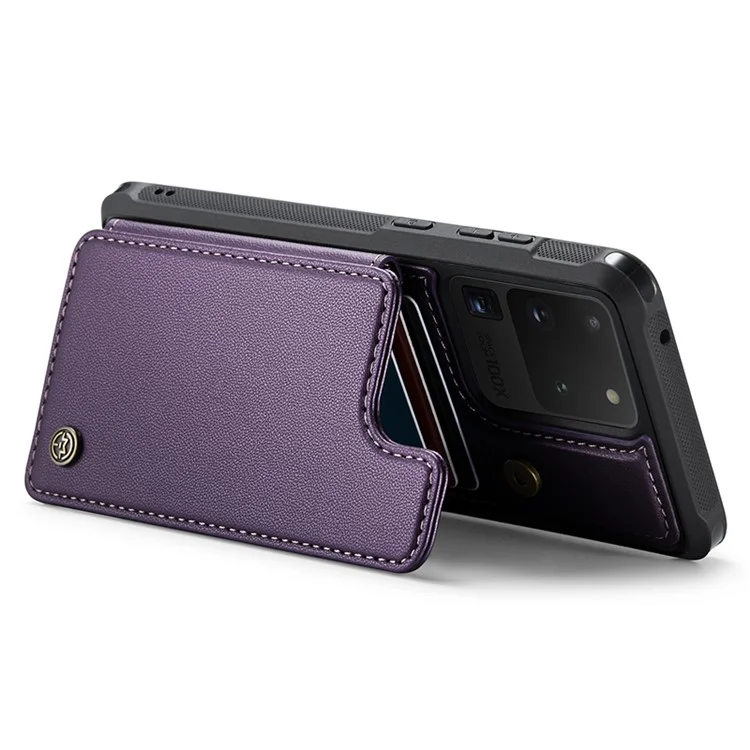 Чехол CASEME C22 Series для Samsung Galaxy S20 Ultra с кожаным покрытием+TPU, 5 слотами для карт - фиолетовый