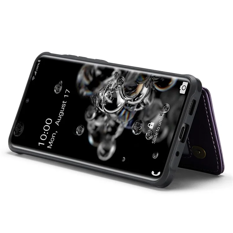 Чехол CASEME C22 Series для Samsung Galaxy S20 Ultra с кожаным покрытием+TPU, 5 слотами для карт - фиолетовый