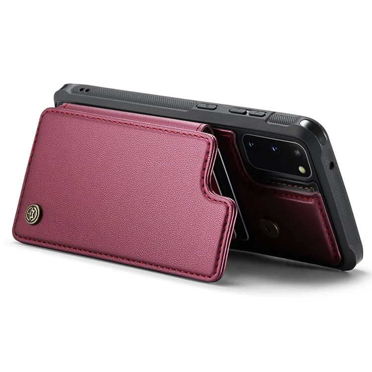For Samsung Galaxy S20 4G / 5G Phone Case CASEME C22 Leather Back Cover with RFID Blocking Card Slots - Red