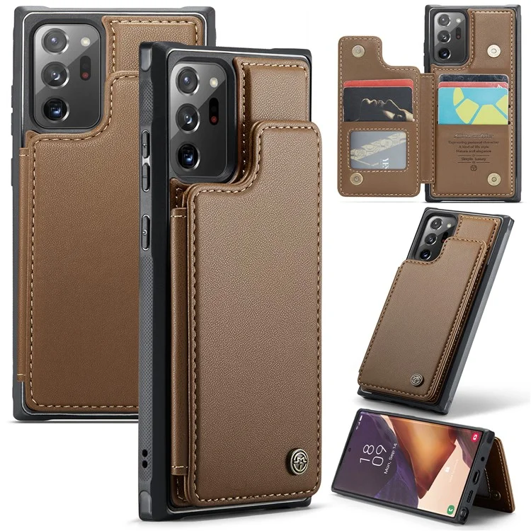 CASEME C22 Series para Samsung Galaxy Note20 Ultra / Note20 Ultra 5G Case Suporte de Cartão Capa de Telefone - Marrom
