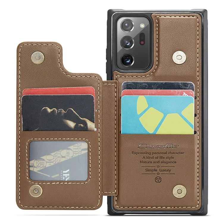 CASEME C22 Series para Samsung Galaxy Note20 Ultra / Note20 Ultra 5G Case Suporte de Cartão Capa de Telefone - Marrom