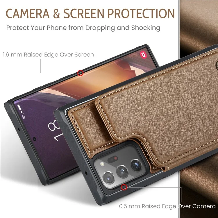 CASEME C22 Series para Samsung Galaxy Note20 Ultra / Note20 Ultra 5G Case Suporte de Cartão Capa de Telefone - Marrom