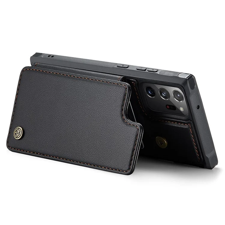 For Samsung Galaxy Note20 Ultra / Note20 Ultra 5G Phone Case CASEME C22 Leather Back Cover with RFID Blocking Card Slots - Black