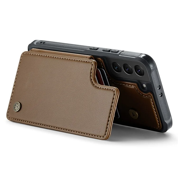 CASEME C22 Series für Samsung Galaxy S21 5G / 4G Case Kartenfächer RFID-Blockierung Handyhülle - Braun