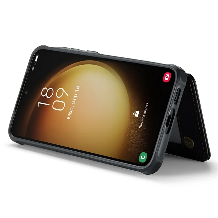 For Samsung Galaxy S22+ 5G Phone Case CASEME C22 Leather Back Cover with RFID Blocking Card Slots - Black