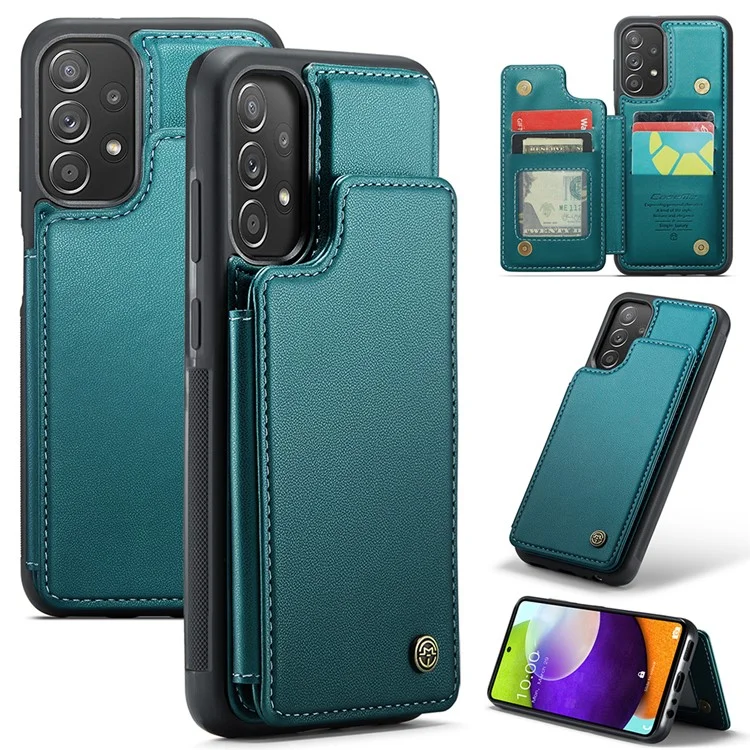 CASEME C22 Series para Samsung Galaxy A52 4G / 5G / A52s 5G Estojo Porta-Cartões com Suporte - Verde