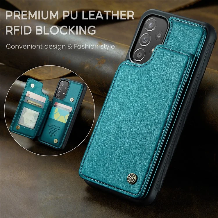 CASEME C22 Series para Samsung Galaxy A52 4G / 5G / A52s 5G Estojo Porta-Cartões com Suporte - Verde