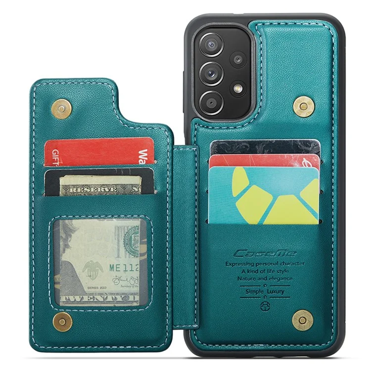 CASEME C22 Series para Samsung Galaxy A52 4G / 5G / A52s 5G Estojo Porta-Cartões com Suporte - Verde