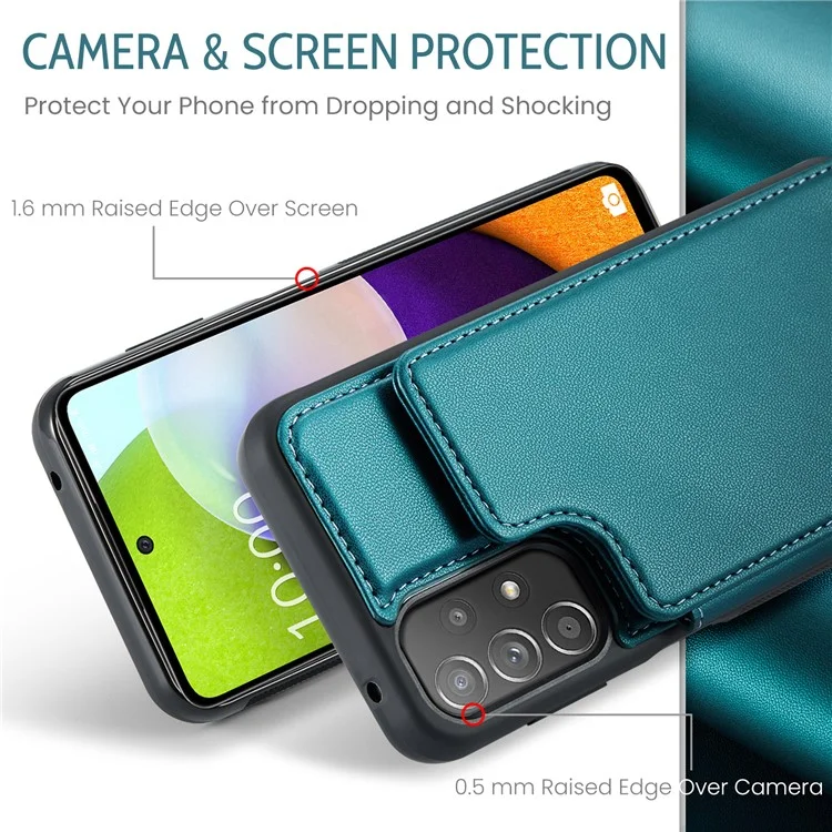 CASEME C22 Series para Samsung Galaxy A52 4G / 5G / A52s 5G Estojo Porta-Cartões com Suporte - Verde