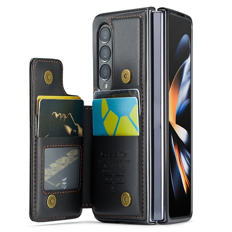 For Samsung Galaxy Z Fold4 5G Phone Case CASEME C22 Leather Back Cover with RFID Blocking Card Slots - Black