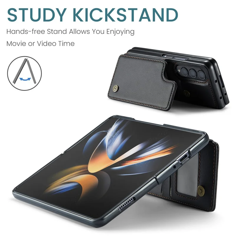 For Samsung Galaxy Z Fold4 5G Phone Case CASEME C22 Leather Back Cover with RFID Blocking Card Slots - Black