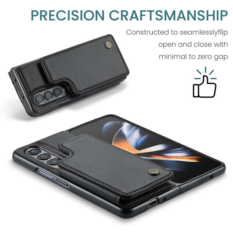 For Samsung Galaxy Z Fold4 5G Phone Case CASEME C22 Leather Back Cover with RFID Blocking Card Slots - Black