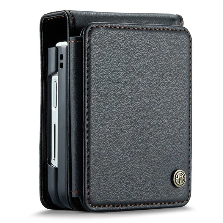 CASEME C22-Serie für Samsung Galaxy Z Flip5 5G Handyhülle RFID-blockierend Leder+TPU-Schale - Schwarz