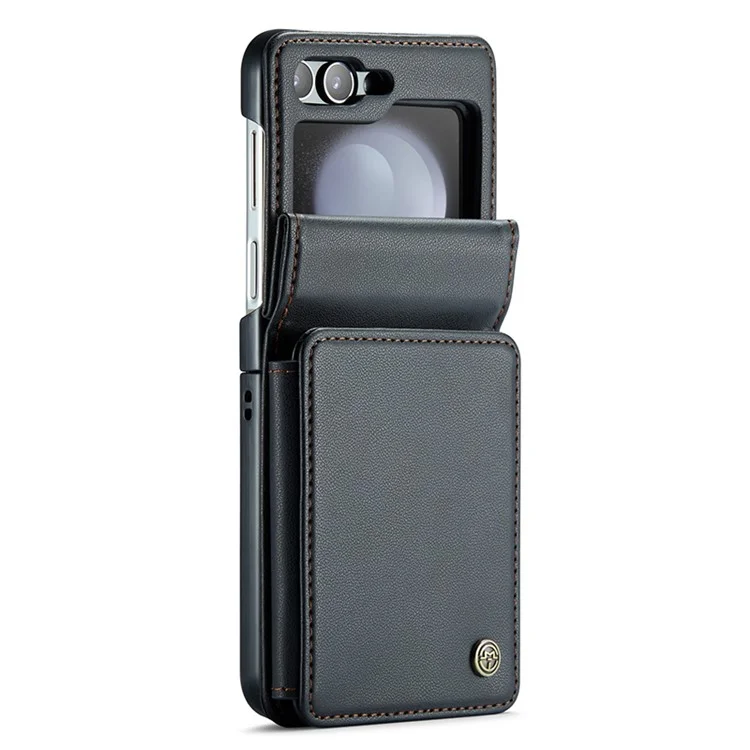CASEME C22-Serie für Samsung Galaxy Z Flip5 5G Handyhülle RFID-blockierend Leder+TPU-Schale - Schwarz