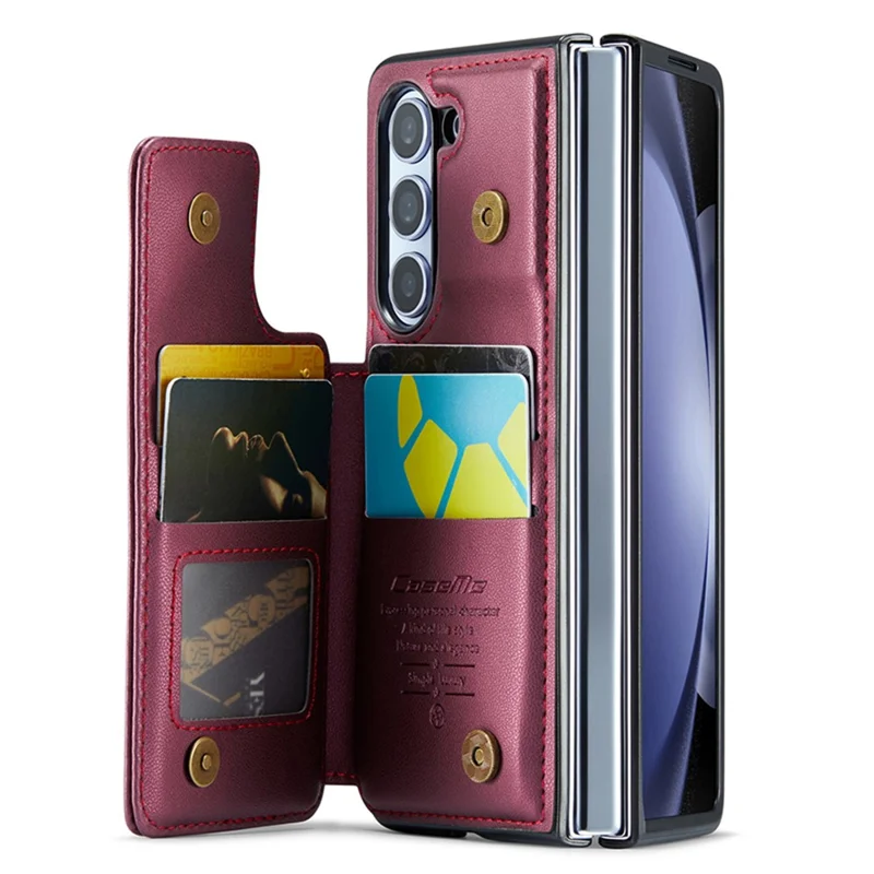 For Samsung Galaxy Z Fold5 5G Phone Case CASEME C22 Leather Back Cover with RFID Blocking Card Slots - Red