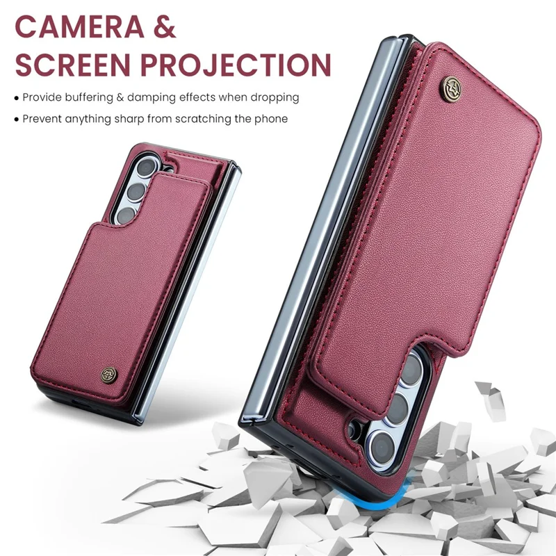 For Samsung Galaxy Z Fold5 5G Phone Case CASEME C22 Leather Back Cover with RFID Blocking Card Slots - Red