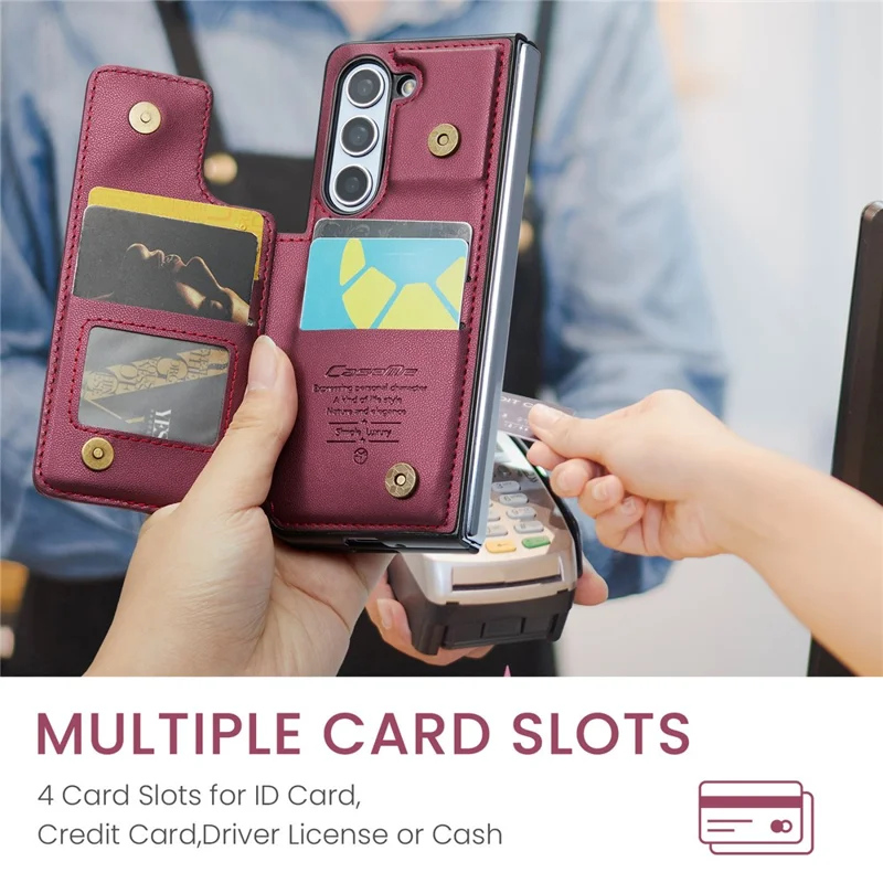 For Samsung Galaxy Z Fold5 5G Phone Case CASEME C22 Leather Back Cover with RFID Blocking Card Slots - Red