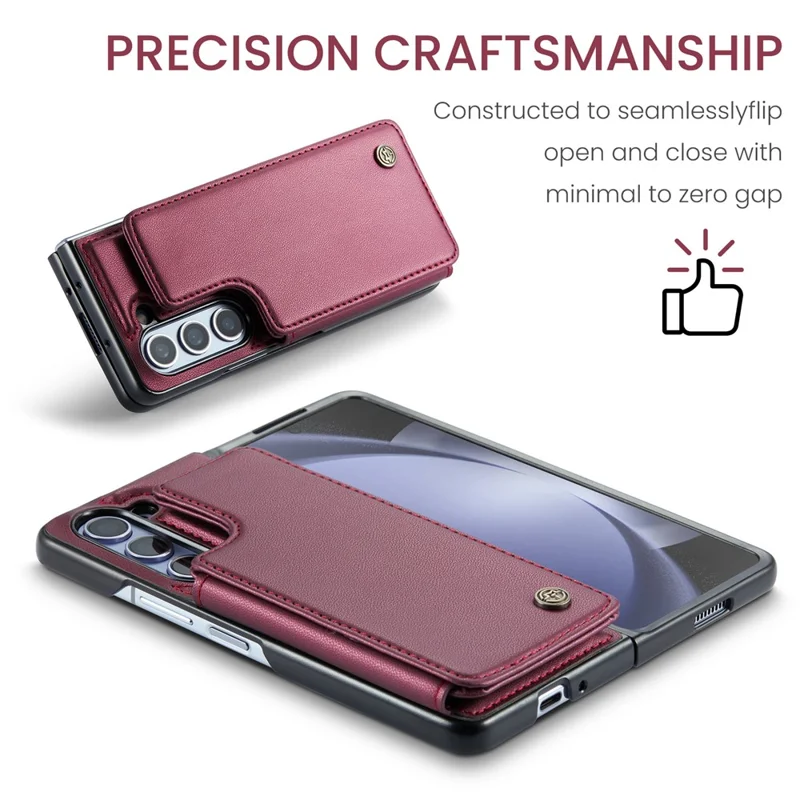 For Samsung Galaxy Z Fold5 5G Phone Case CASEME C22 Leather Back Cover with RFID Blocking Card Slots - Red