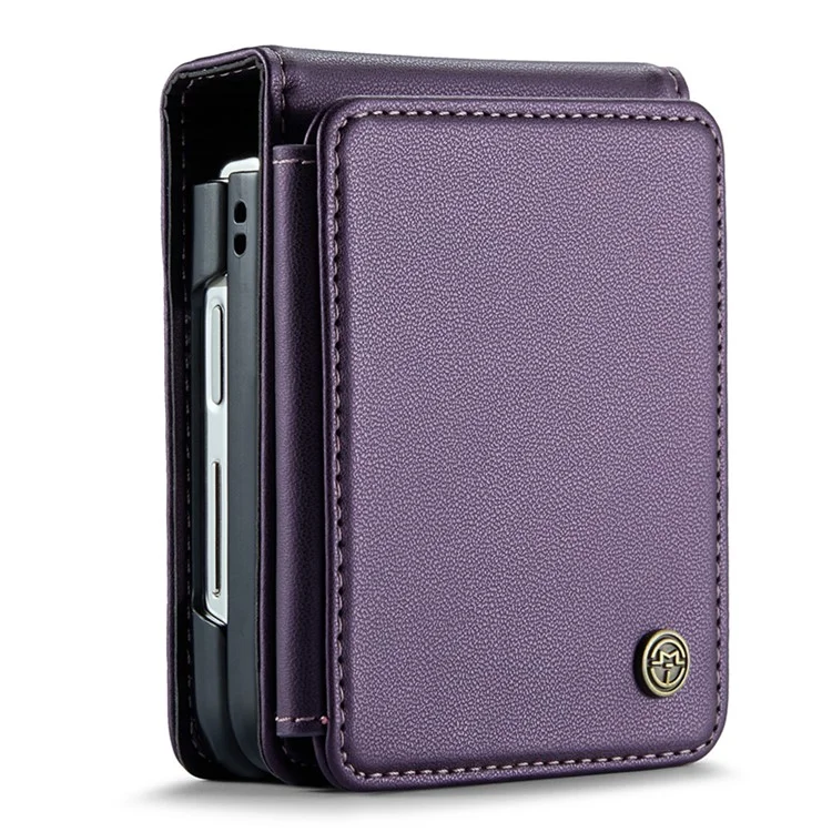 CASEME C22 Series for Samsung Galaxy Z Flip4 5G Case Litchi Texture Glossy Card Slot Phone Shell Cover - Purple