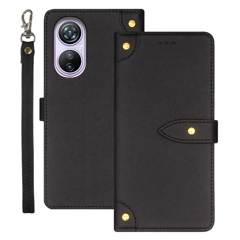 IDEWEI For Blackview A200 Pro Leather Phone Case Stand Folio Cover with Card Slots - Black