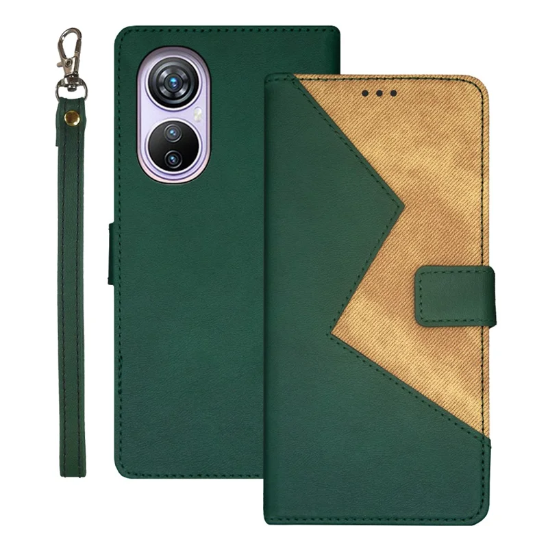 IDEWEI For Blackview A200 Pro Leather Phone Case Flip Folio Stand View Cover - Green